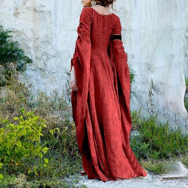 

fashion womens solid long maxi dress halloween cosplay female loose long sleeve dresses ladies casual empire dress oversize, Black;gray