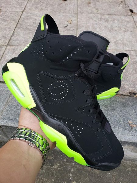 

2019 new 6 black fluorescent green wings vi men basketball shoes sports 6s outdoor trainers sneakers with box size 7-13 with box