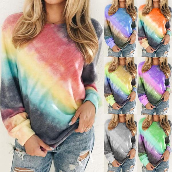 

s-5xl 2020 spring t shirt женщины случайный tie dye градиент tshirt дамы пуловер цветок печати одежда сыпучие top tee eurpon стиль блуза d21, White