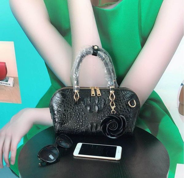 

elegant2019 women's grain crocodile handbag joker genuine leather woman package cowhide single shoulder span