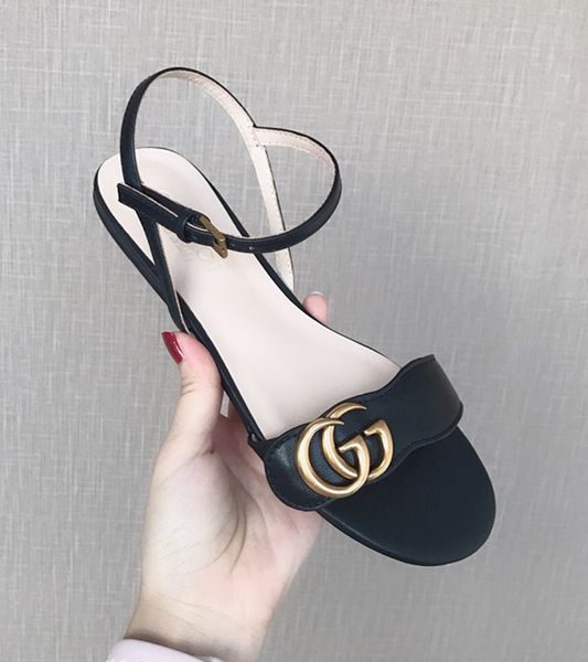 

Branded women double toned leather flat andal fa hion girl buckle clo ure trap leather ole ca ual andal