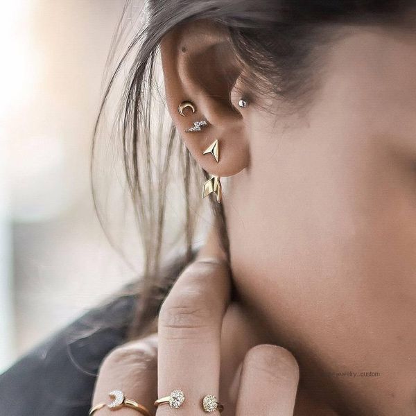 

4 Pcs/set Ladies Fashion Arrow Crystal Lightning Moon Round Stud Earrings Set Banquet Wedding Shiny Jewelry