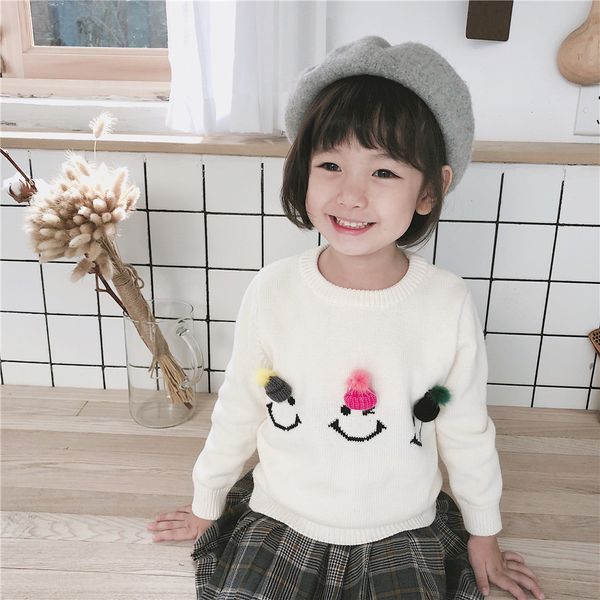 

three smiling faces handmade sweaters for girls cotton sweaters with hat winter autumn, Blue