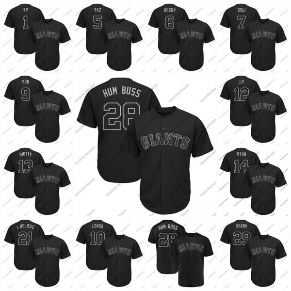 

28 Posey Hum Buss San Francisco 2019 Players Weekend Giants Crawford DJ BC RAW Longoria LONGO Kevin Pillar KP Steven Duggar DUGGY Jersey
