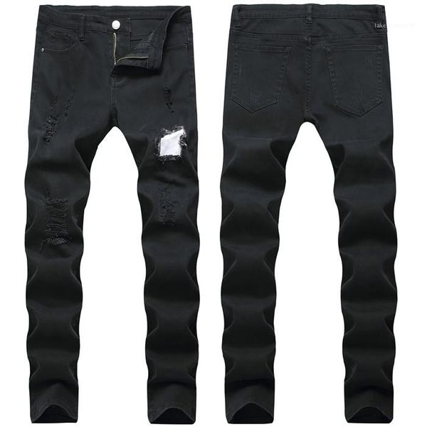 

кнопка карманный newcasual одежда мужская отверстие модные дизайнерские джинсы лето сплошной цвет черный homme летняя одежда, Blue