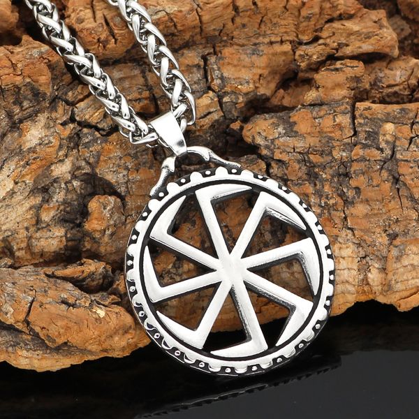 

kolovrat knot amulet slavs stainless steel pendant necklace, Silver