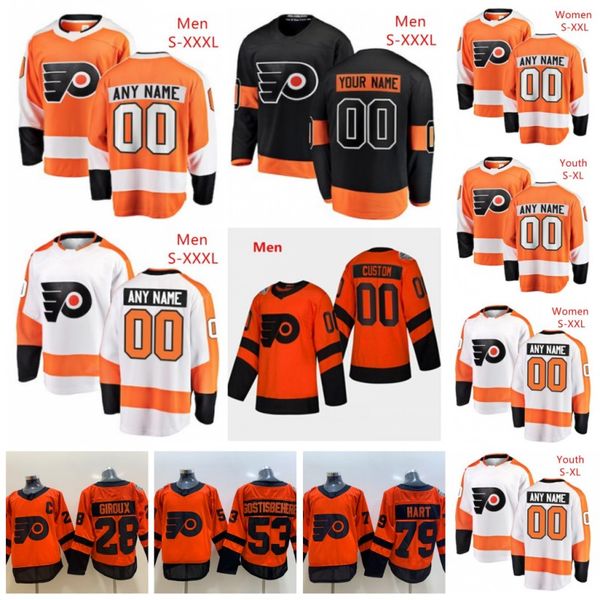 

custom philadelphia flyers 13 kevin hayes jerseys any number name men women youth kid white black orange hartman 00 gritty 28 giroux voracek, Black;red
