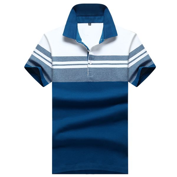 

casual men's wear 2019 new style men's polo shirt short sleeve t-shirt stripes fold-down collar t-shirt-8819, White;black