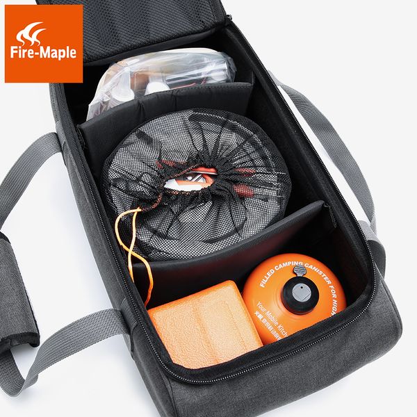 

fire maple stove storage bag picnic basket outdoor camping gas stove, gas canister, pot carry bag storage sack picnic