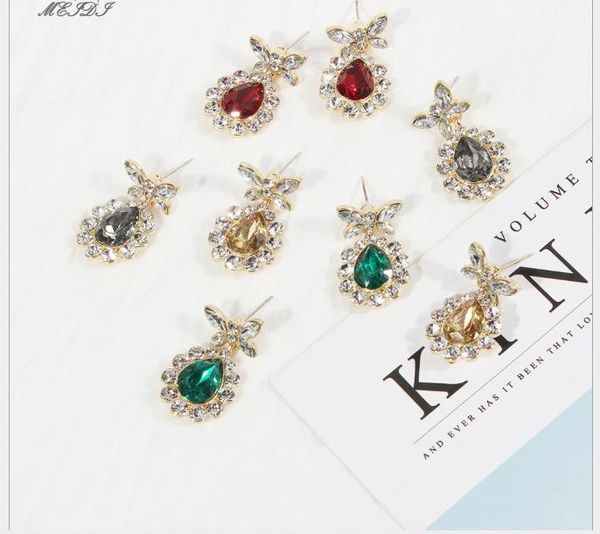 

luxurious earrings with butterfly studs and precious water drop earrings, Golden;silver