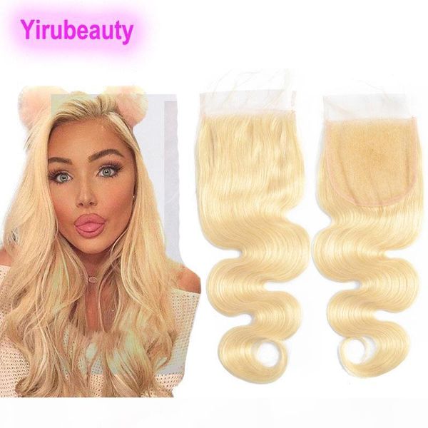 

peruvian human hair 4x4 lace closure 613# blonde body wave 4x4 lace closure with baby hair closures hair products 8-22inch, Black;brown