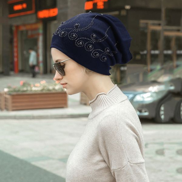 

hip-hop acrylic fibres knitting hat keep warm winter fur ball hat cap wool ski beanie skull caps winter hats for women #35, Blue;gray