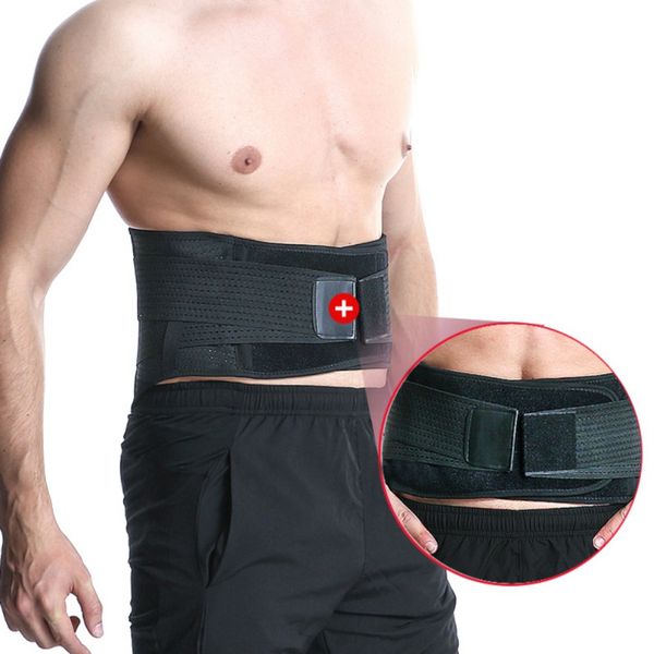 

waist support belt with spine steel plate support & pressure strip breathable adjustable lumbar gym waist trimmer 2020 n, Black;gray