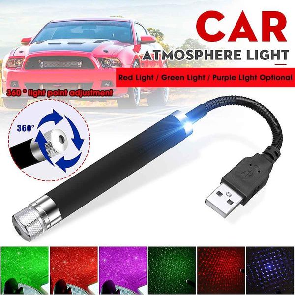 

usb car decorative light night star auto interior roof starry lamp atmosphere projector lights blue red green