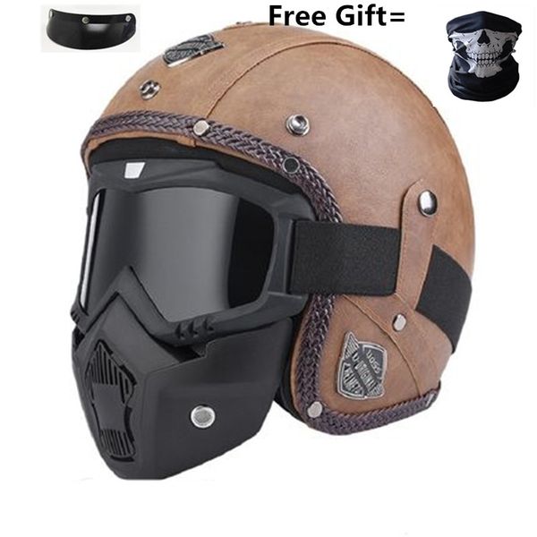 

leather helmets 3/4 motorcycle helmet chopper bike helmet open face vintage motorcycle motocros