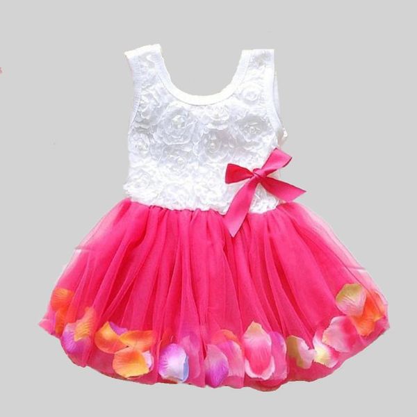 

summer new cotton baby infant fairy tale petals colorful dress chiffon princess newborn baby dresses gift, Red;yellow