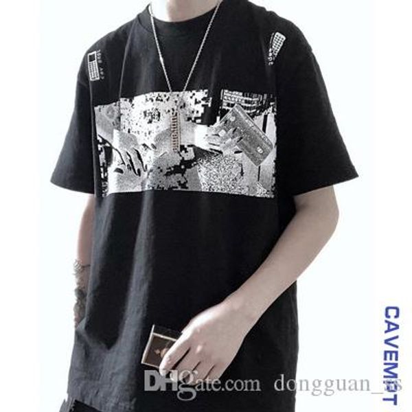

2020ss phone print japen black white t shirt men women 1 high-quality summer style washed do old dye, White;black
