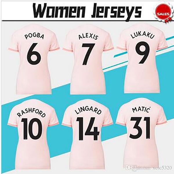 

Women away pink occer jer ey 18 19 7 alexi 6 pogba female occer hirt 2019 9 lukaku 10 ra hford pink woman football jer ey