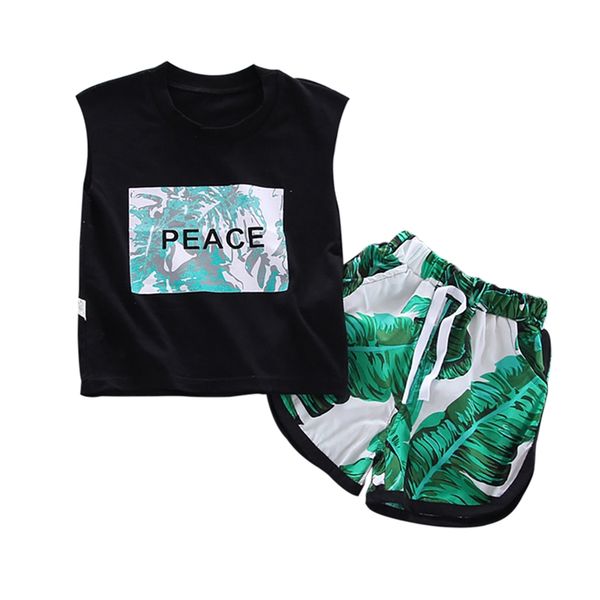 

2pcs / set baby boy младенческого лето рукавов детская наборы pattern хлопок топ + брюки дети малыш повседневная прохладный мягкие наборы од, White