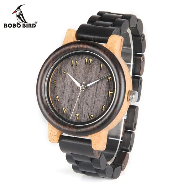 

bobo bird v-n14/n15 lovers nature ebony wood and bamboo quartz watches montre homme clock unisex, Slivery;brown