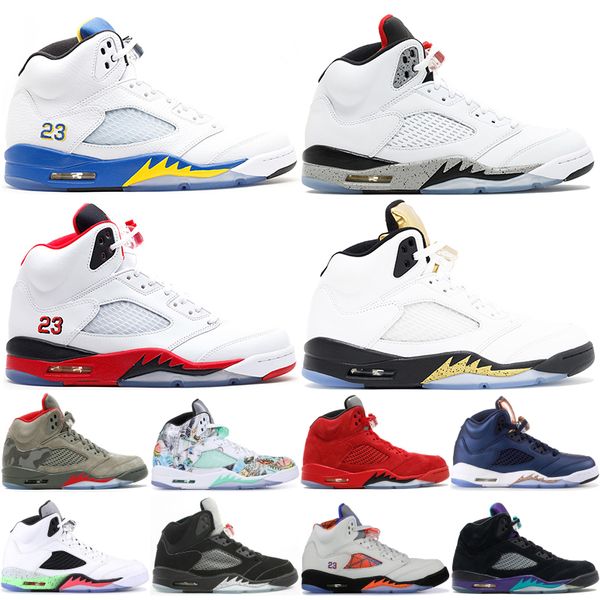 

5 5s Mens Basketball Shoes Metallic Silver Camo Black Grape Oreo Wings Olympic Gold Designer Shoes Top Sport Sneakers US 7-13