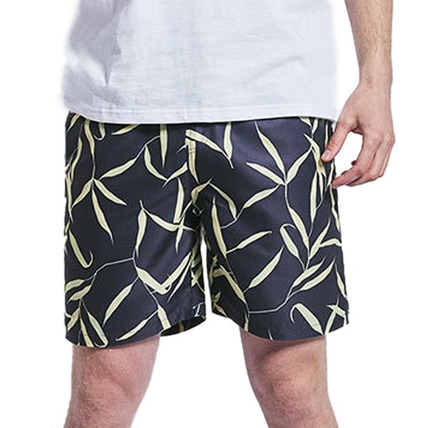 

chamsgend shorts large size men black leaf printing beach shorts elastic waist trunks board pants summer quick dry shors 33jan13, White;black
