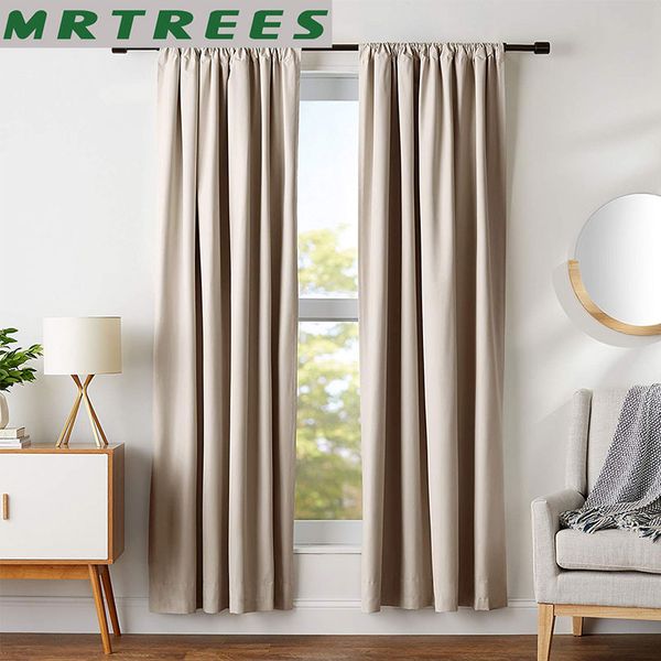 2019 Mrtrees Modern Blackout Curtains For Living Room Bedroom Window Treatment Blinds Solid Finished Window Blackout Curtains Panel From Sophine09