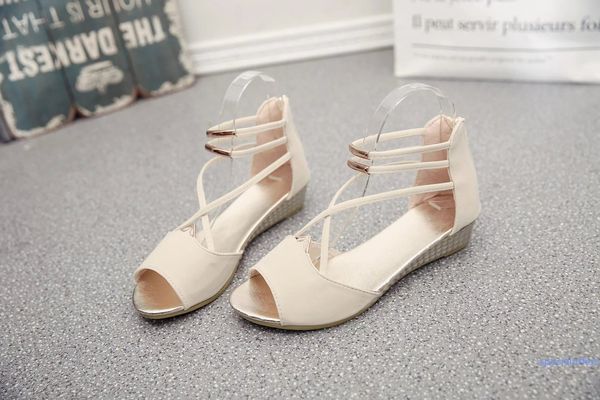 

ju08 size 34-40 new 2019 genuine leather sandals women shoes female summer flat sandals ladies casual shoes, Black