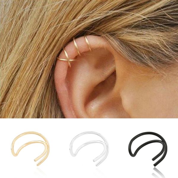 

1 pair new no piercing earrings fashion girls clip on earring women cuff ear studs cartilage ear clip wrap jewellery, Silver