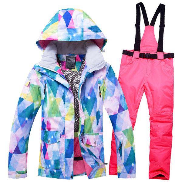 

2018 new waterproof ski suit women ski jacket pants female winter outdoor skiing snow snowboard jacket pants snowboard sets
