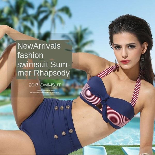 

high waist button wind size no steel ring high waist button swimsuit wind size bikini swimsuit bikini no steel ring, White;black