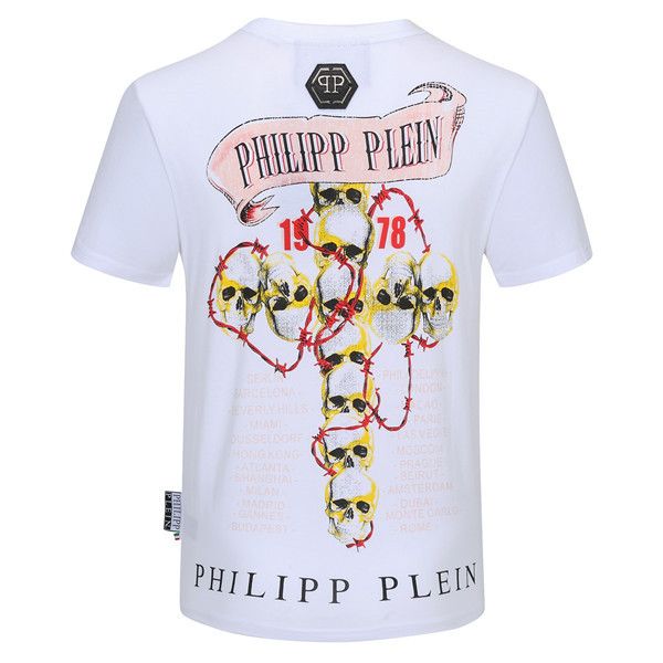 

2020 fashion men's clothing drill human skull short sleeve polo mens designer t shirts women b2, White;black