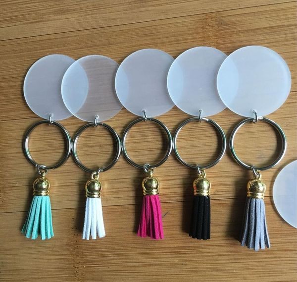 

4cm blank di c with 3cm uede ta el vinyl keyring lowe t multi color available gold ilver monogrammed clear acrylic di c ta el keychain