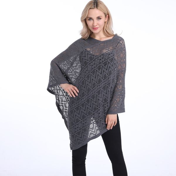 

coats new large size women's loose thin hollow hook flower irregular sleeve cloak shirt a generation, Black;brown