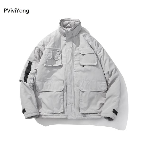 

pviviyong 2019 winter korea jacket men fashion male hooded coat jackets men cotton clothes parka 159, Black
