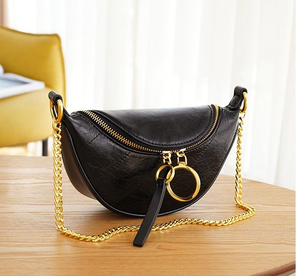 

leather waist bag leather women's bag new layer chest messenger bag, rivet diamond