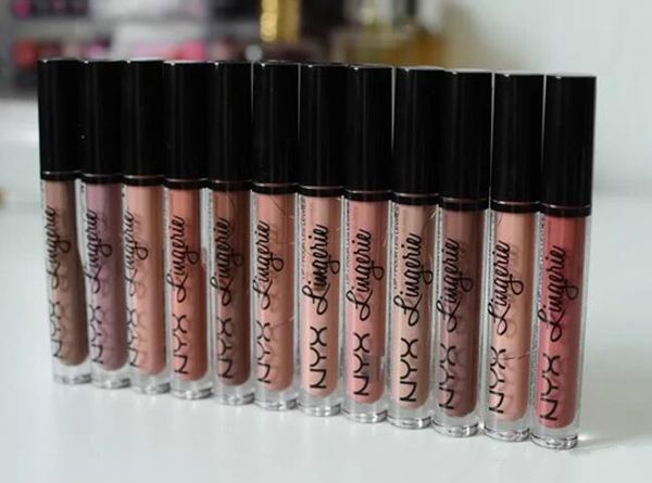 

Brand nyx lingerie liquid matte lip tick waterproof nude lip glo makeup co metic party gift 12 color drop hipping in tock