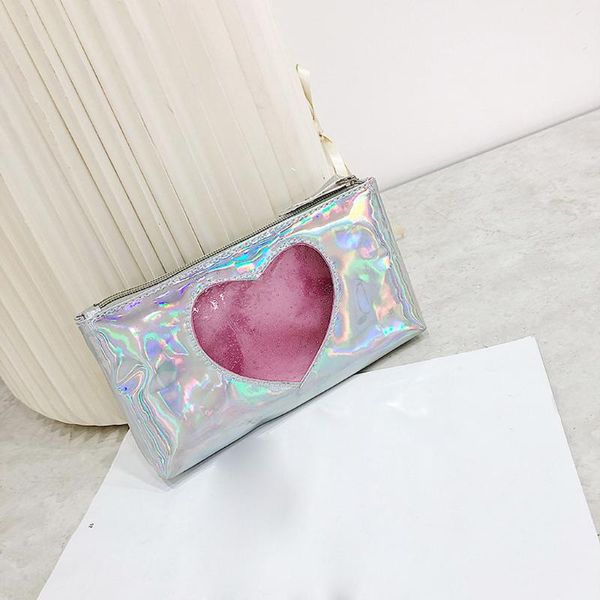 

women handbag simple laser harajuku lady holding a heart-shaped lipstick storage jewelry bag phone purse bags femme #yj