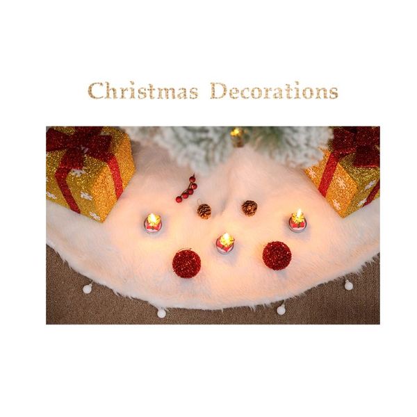 

white plush christmas tree skirt decor bottom floor mat cover merry xmas decor 70