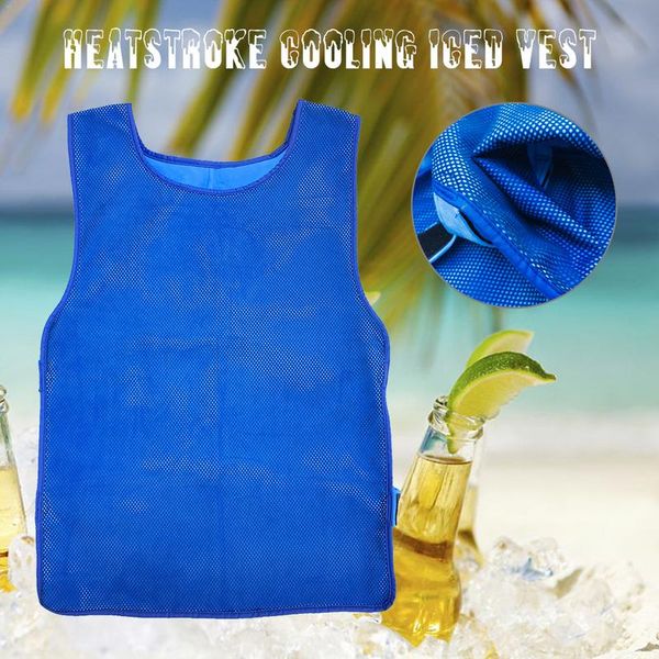 

outdoor cooling suit heatstroke cooling vest outdoor sports equipment pvc ice vest soft and delicate strong light weight, Gray;blue
