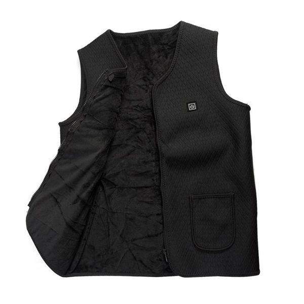 

men women electric heating jacket energy saving usb vest warm coat zipper adjustable temperature, Black;white