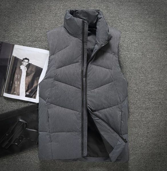 

дизайнерская роскошная мужская пуховая куртка сплошной цвет без рукавов простая куртка мода классическая осенне зимняя куртка письмо логотип, Black