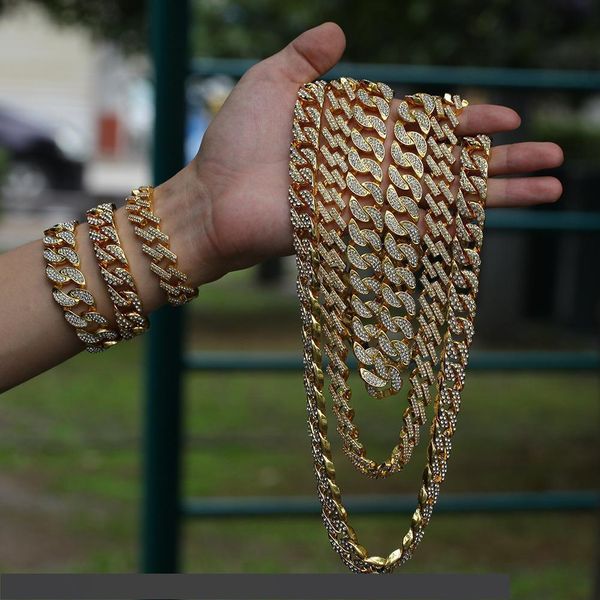 

европа и соединенные штаты новый мужской сплав 18k позолоченный луна шипованные 17 мм камень майами кубинская цепь преувеличенный хип-хоп бр, Silver