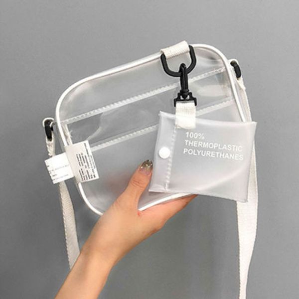 

pvc transparent clear women crossbody bags shoulder bag handbag jelly small phone bags with card holder wide straps waist packs