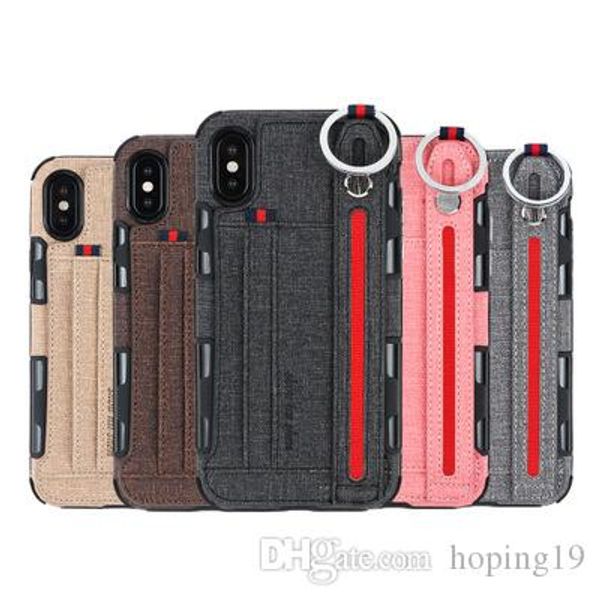 

newell plug-in card phone case for iphone x 6 6s 7 8 plus anti fall shell for iphone xs max cover with hand rope bracket