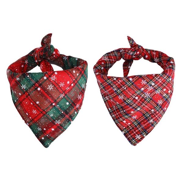 

christmas pet scarf bandana snowflake plaid triangle bows pet accessories for cat and dog dhl shipping a03