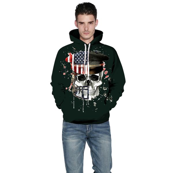 

scary halloween men hoodie winter horror skull 3d print hip hop black drawstring hooded sweatshirt pullovers clothing