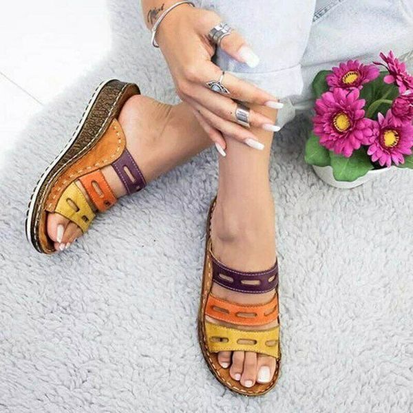 

new women three-color stitching sandals summer beach traveling shoes xd88