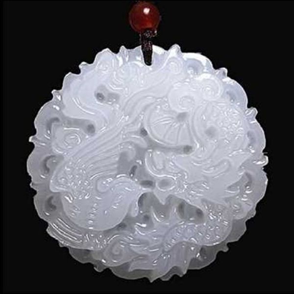 

carving dragon and phoenix necklace pendant lucky pendant, Silver