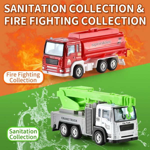 

mini cute fire fighting truck model toys alloy construction truck model series children toys kid gift 3 in 1